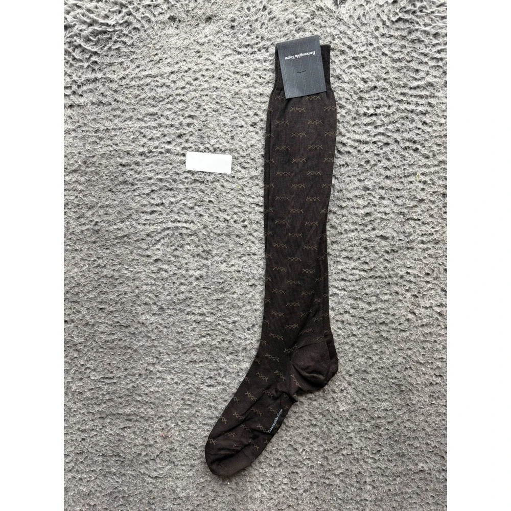 NWT Ermenegildo Zegna Iconic Triple X Knee Socks Dark Chocolate One Size Unisex